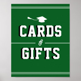 Letterman Graduation GREEN Cards & Favors  ポスター