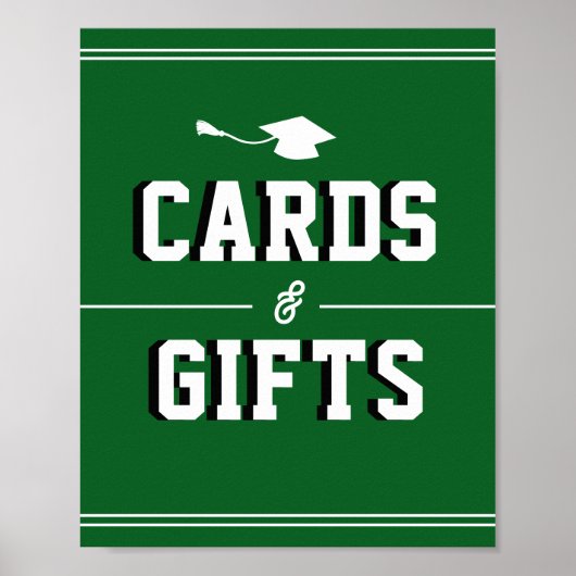 Letterman Graduation GREEN Cards & Favors  ポスター (正面)