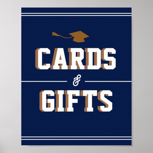 Letterman Graduation NAVY Cards & Favors  ポスター (正面)