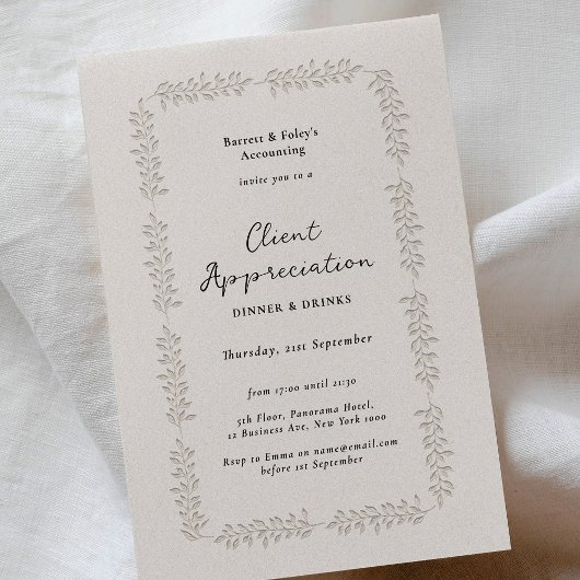 Letterpress Effect Client Appreciation Business 招待状