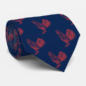 Letterpress Style Red Rooster Neck Tie ネクタイ (ロール)