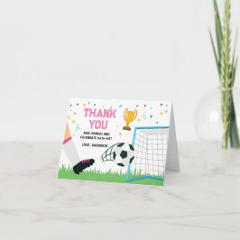 Letterpress Thank You Card Soccer Sport Birthday ( サンキューカード