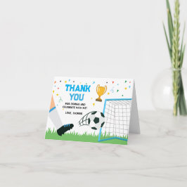 Letterpress Thank You Card Soccer Sport Birthday ( サンキューカード
