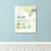 Letterpress USAの地図 キャンバスプリント (インサイチュ (ウッドフロア))