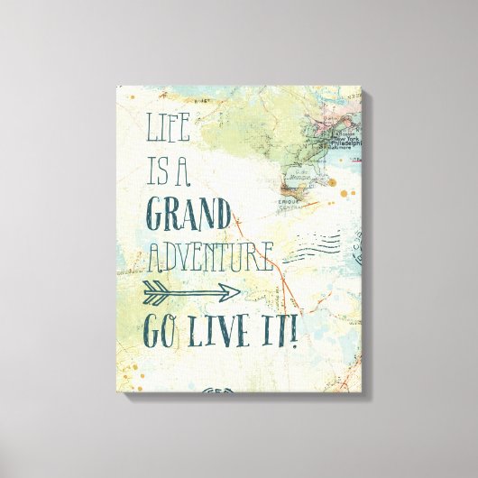 Letterpress USAの地図 キャンバスプリント (正面)