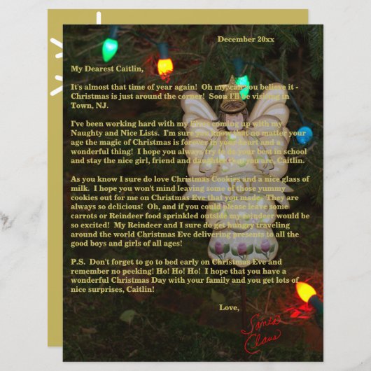 Letters from Santa Gold Angel Lights Name  (正面/裏面)