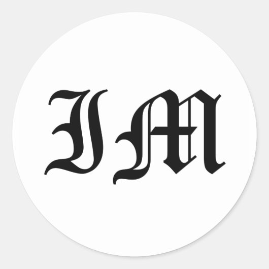 Letters IM白地の旧英語文字 ラウンドシール (正面)