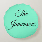Letters of Grace Black on Mint Green ラウンドクッション (裏面)
