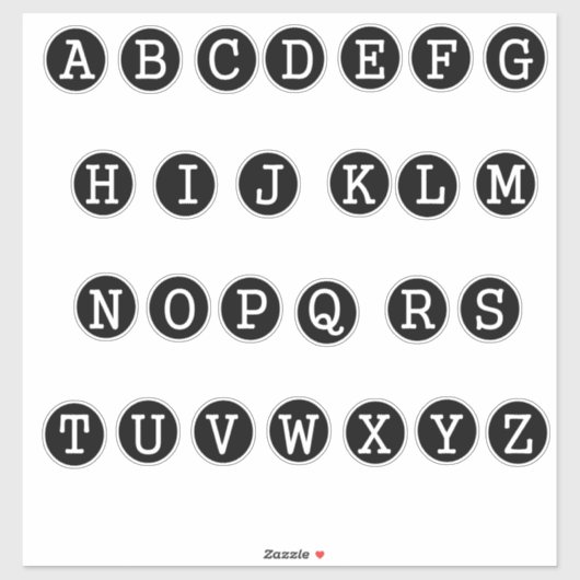 Letters of the Alphabet Typewriter鍵スタイル シール (シート)