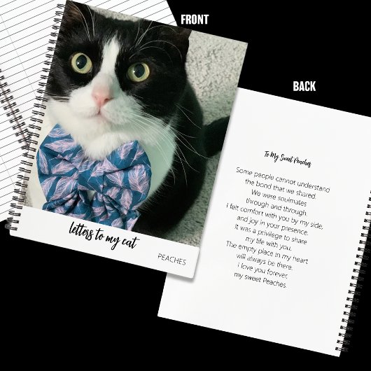 Letters to My Cat Memorial Journal Photo with Poem ノートブック