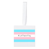 #LetThemPlayトランスジェンダーアスリートトランスフラグ キューブオーナメント (正面)