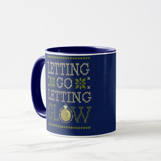 "Letting Go, Letting Glow" Personalized Holiday マグカップ (正面左)