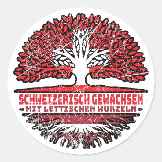 Lettland Lettisch Schweizer Baum Wurzel ラウンドシール (正面)