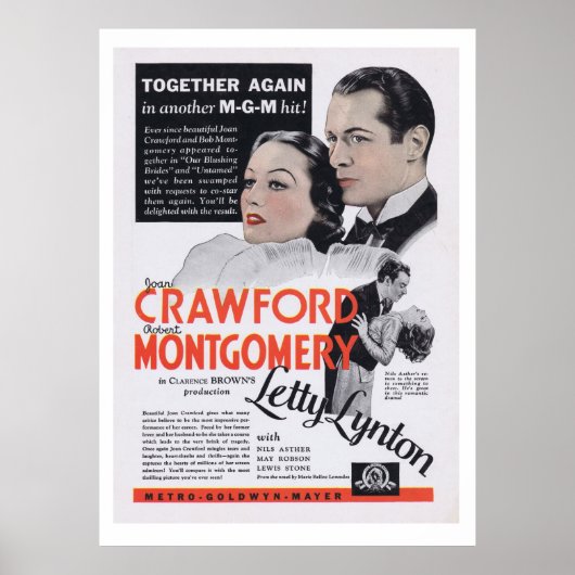 Letty Lynton Joan Crawford movie ad ポスター (正面)
