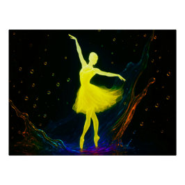 Leuchtende Ballerina in Farbiger Wassersymphonie ポスター
