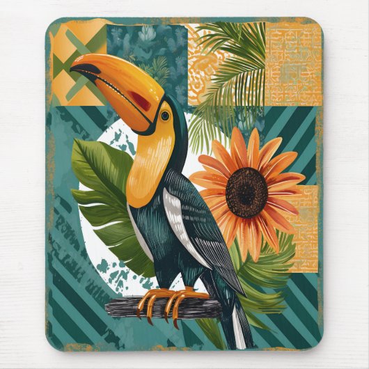 Leuchtender Tukan in tropischer Harmonie マウスパッド (正面)