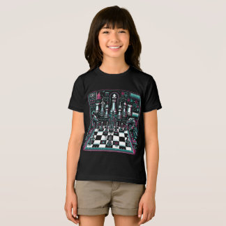 Leuchtendes Neon-Schach-Design T-Shirt トライブレンドＴシャツ