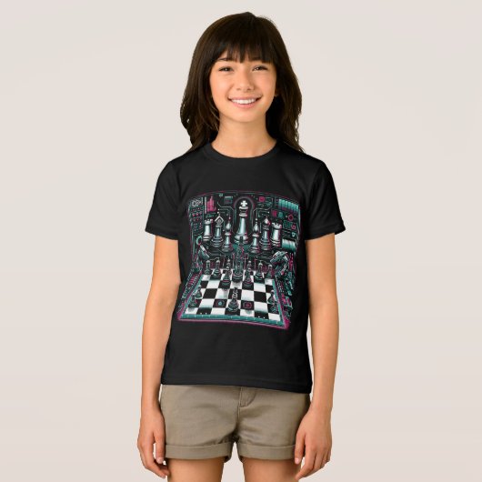 Leuchtendes Neon-Schach-Design T-Shirt トライブレンドＴシャツ (正面全面)