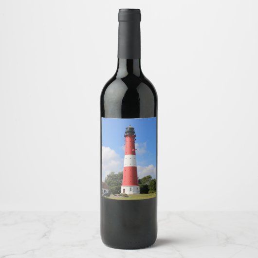 Leuchtturm auf Insel Pellworm im Sommer ワインラベル (正面)