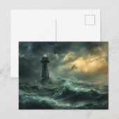 Leuchtturm in der Nacht Sturm maritime Lansdchaft ポストカード (正面/裏面)