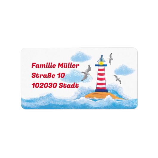 Leuchtturm & Möwen - handgemalt | maritimer ラベル (正面)