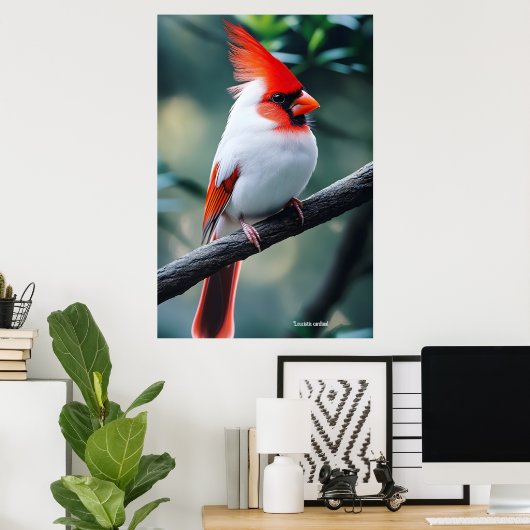 Leucistic cardinal  ポスター (ホームオフィス)