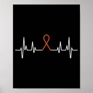 Leukemia Awareness Blood Cancer Orange Ribbon Hear ポスター