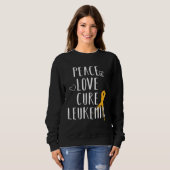 Leukemia Awareness Love Peace Cure Leukemia スウェットシャツ (正面フル)
