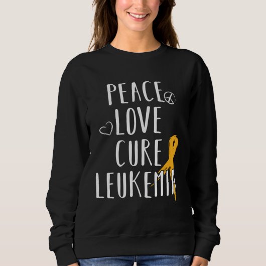 Leukemia Awareness Love Peace Cure Leukemia スウェットシャツ (正面)