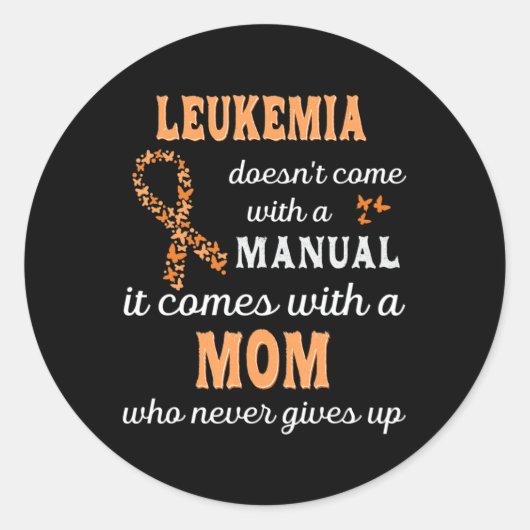 Leukemia awareness Mom Support Leukemia Warrior  ラウンドシール (正面)