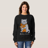 Leukemia Awareness Month Orange Ribbon Cat スウェットシャツ (正面フル)