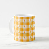 Leukemia Awareness Plaid Orange Ribbon コーヒーマグカップ (正面左)