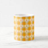 Leukemia Awareness Plaid Orange Ribbon コーヒーマグカップ (中央)