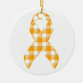 Leukemia Awareness Plaid Orange Ribbon セラミックオーナメント