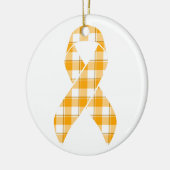 Leukemia Awareness Plaid Orange Ribbon セラミックオーナメント (左)