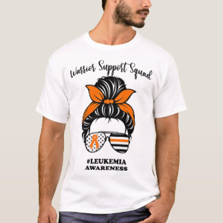 Leukemia Awareness Warrior Support Squad Messy Bun Tシャツ