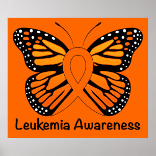 Leukemia Butterfly Awareness Ribbon ポスター