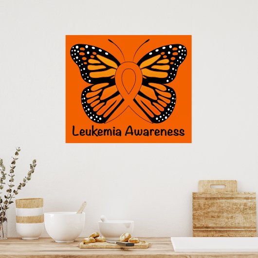 Leukemia Butterfly Awareness Ribbon ポスター (キッチン)
