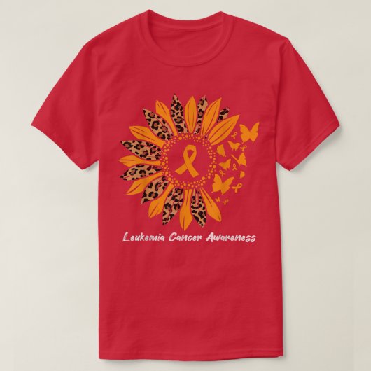 Leukemia Cancer Awareness Sunflower Butterfly Fait Tシャツ (デザイン正面)