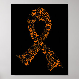 Leukemia Cancer Fight Warrior Orange Ribbon Awaren ポスター