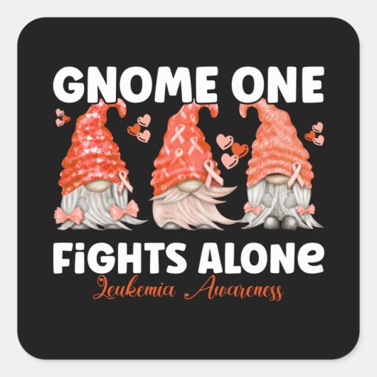 Leukemia Cancer Orange Ribbon Gnome スクエアシール (正面)