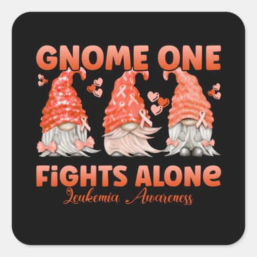 Leukemia Cancer Orange Ribbon Gnome スクエアシール (正面)