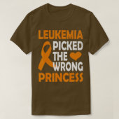 Leukemia Picked The Wrong Princess orange Awarenes Tシャツ (デザイン正面)