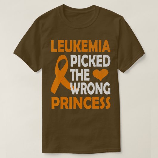 Leukemia Picked The Wrong Princess orange Awarenes Tシャツ (デザイン正面)