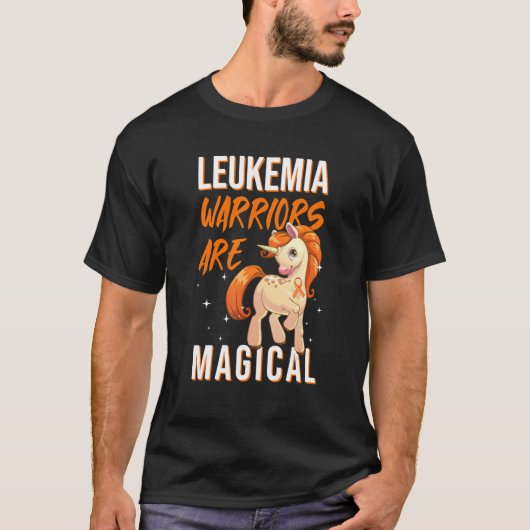 Leukemia Warrior Magical Unicorn Orange Ribbon Hem Tシャツ (正面)