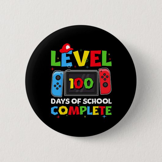 Level 100 Days Of School Complete Video Game 100th 缶バッジ (正面)