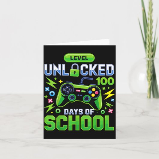 Level 100 Days Of School Unlocked Funny Video Game カード (正面)