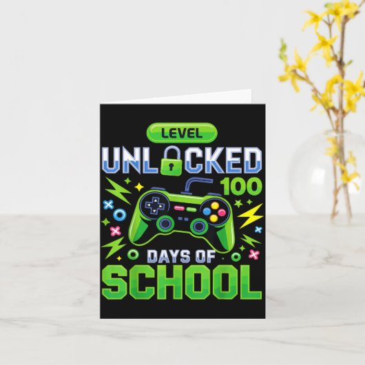 Level 100 Days Of School Unlocked Funny Video Game カード (黄色い花)