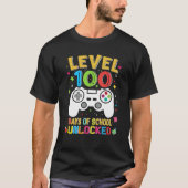 Level 100 Days Of School Unlocked Gamer 100th Day  Tシャツ (正面)