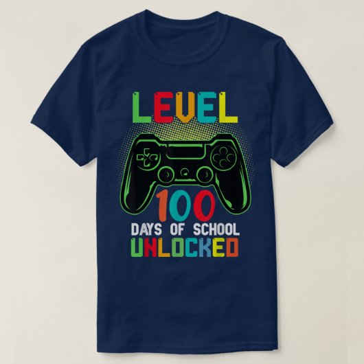 Level 100 Days Of School Unlocked Gamer Video Game Tシャツ (デザイン正面)